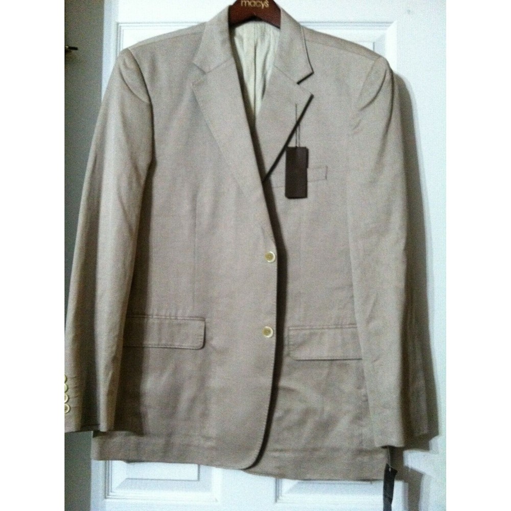 TASSO ELBA MENS NEW KHAKI 100%COTTON SPORT COAT JACKET BLAZER SIZE:L(42-44)